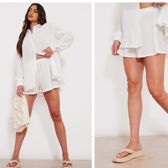 Plisse Button Up Top - Picture 2 of 2